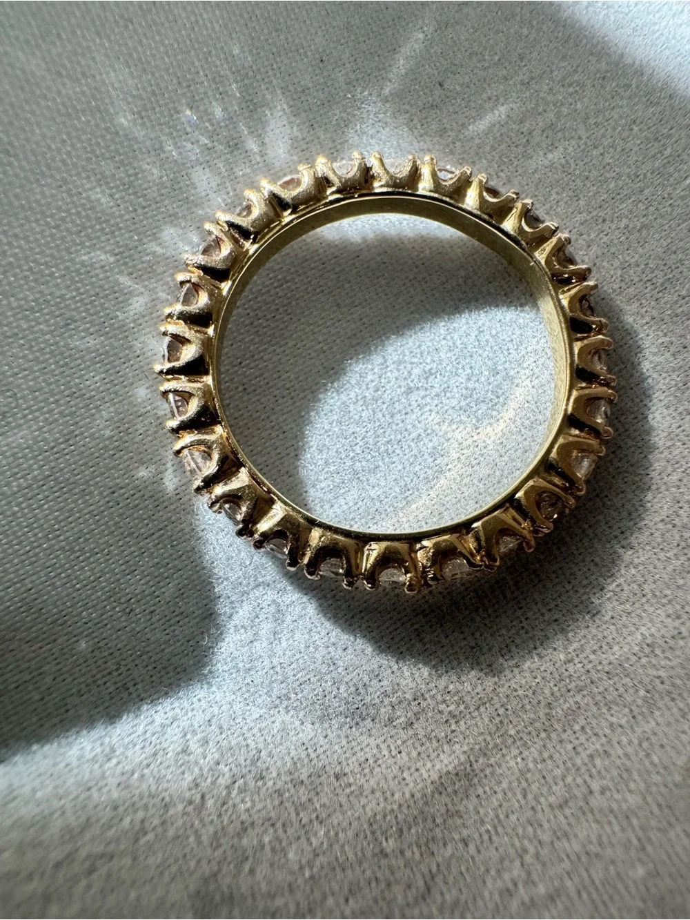 14K Solid Gold Diamond Eternity Band - Sparkling Gold Diamond Ring - Picture 4 of 12
